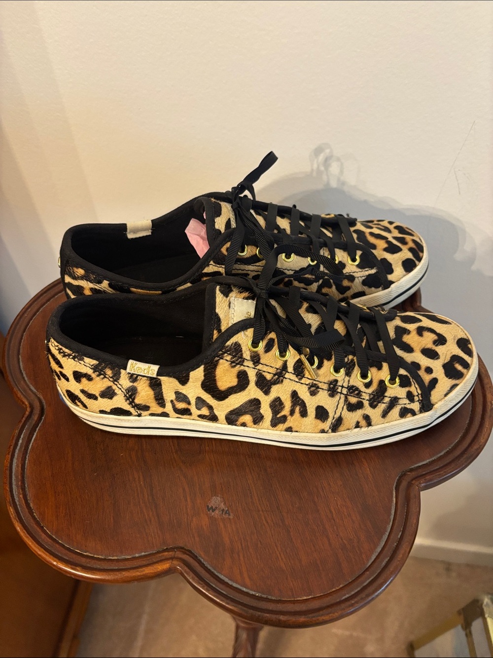 kate spade Leopard-Print Lace-Up Sneakers in Black & Tan - Picture 4 of 8